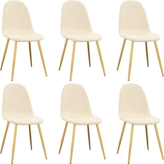 The Living Store Chaises de salle à manger Chaises de cuisine - 45 x 53,5 x 87 cm - velours blanc crème