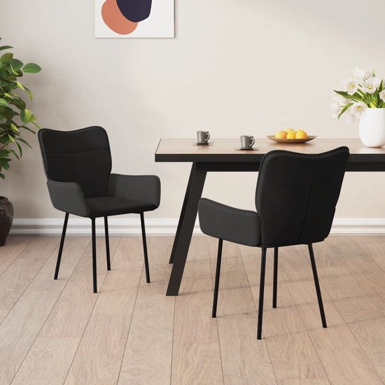 The Living Store Eetkamerstoelen - Metalen Frame - Comfortabele Zitting - Zwart - 55x58.5x81.5 cm