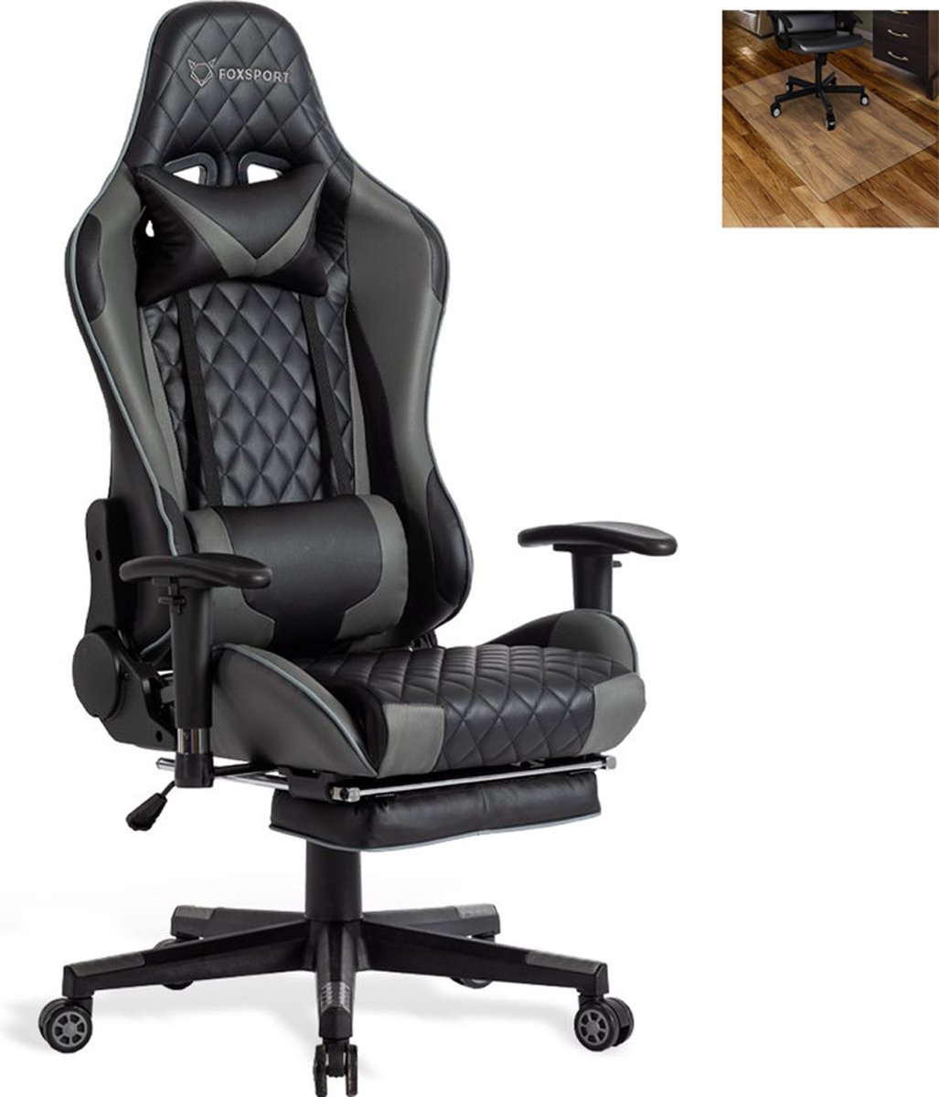 FOXSPORT Game Stoel - Gaming Stoel - Gaming Chair - Bureaustoelen - Bureaustoel Met Nekkussen & Verstelbaar Rugkussen - Instelbare Zithoogte - Gaming Accesoires - Met beensteunen - Zwart – foto 5
