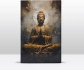 Buddha met gevouwen handen - Mini Laqueprint - 9,6 x 14,7 cm - Niet van echt te onderscheiden handgelakt schilderijtje op hout - Mooier dan een print op canvas. - LWS504