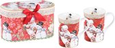 Décoratif | Boîte avec 2 mugs ' Classic Santa', karton/porcelaine, 19x9x12cm | A225880