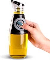 Oliedispensers, oliefles met doseerpomp en maatbeker, BPA-vrij (glas, 250 ml), azijnoliefles met schenktuit, keukengadgets