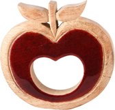 Dekoratief | Deco appel, rood/naturel, hout/email, 14x3x15cm | A238043