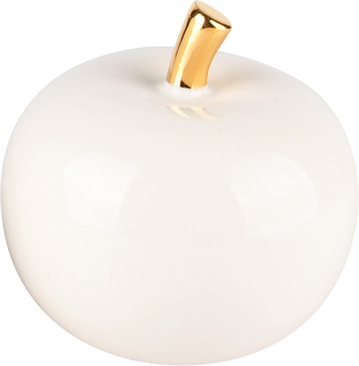 Dekoratief | Deco appel, wit/goud, porselein, 8x8x8cm | A235945