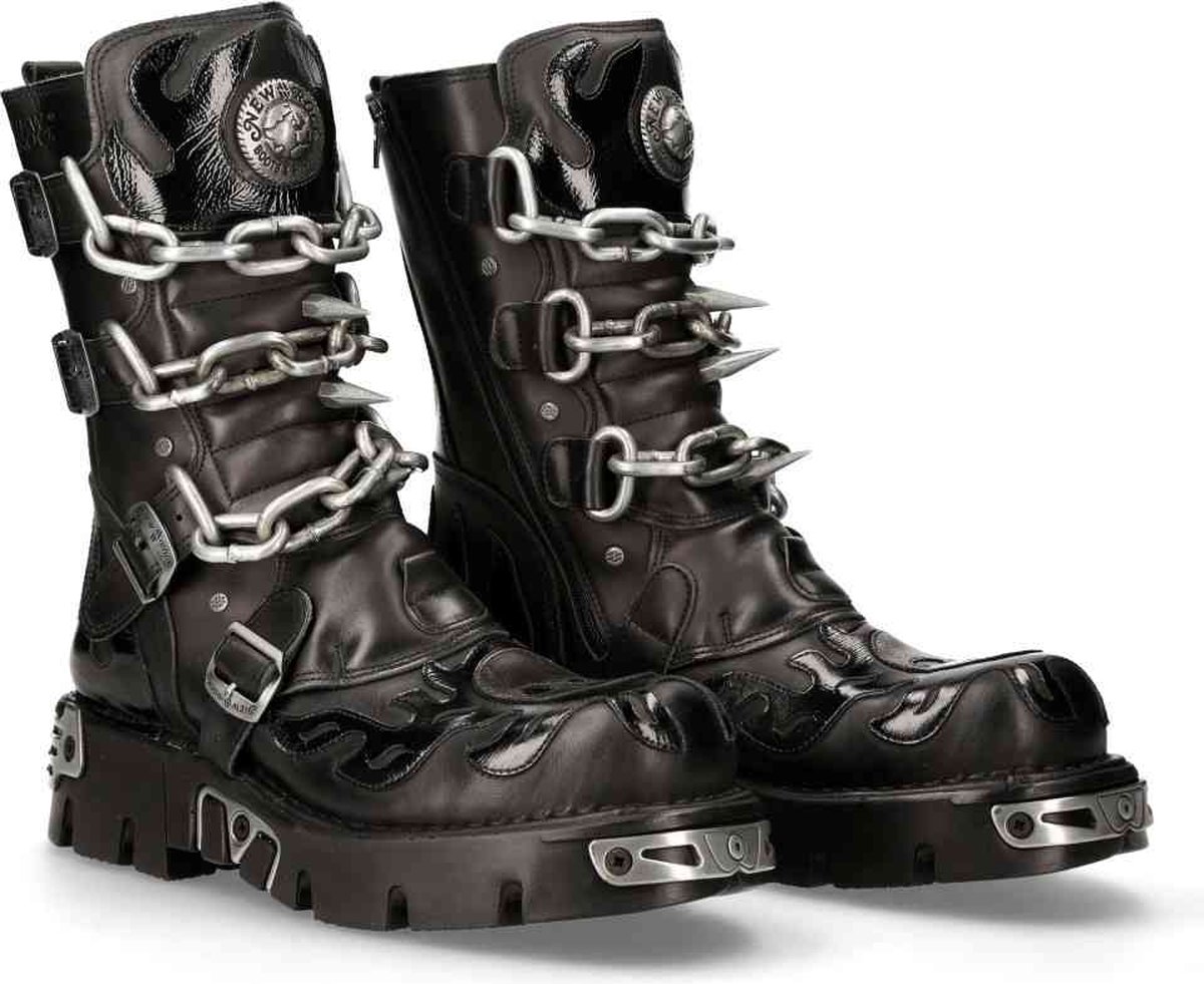 New Rock M727S5 Kniehoge laarzen 39 Shoes Zwart Zilverkleurig
