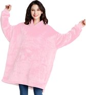 Q-Living Hoodie Deken - Snuggie - Plaid Met Mouwen - Snuggle Hoodie - Fleece Deken Met Mouwen - Hoodie Blanket - Licht Roze