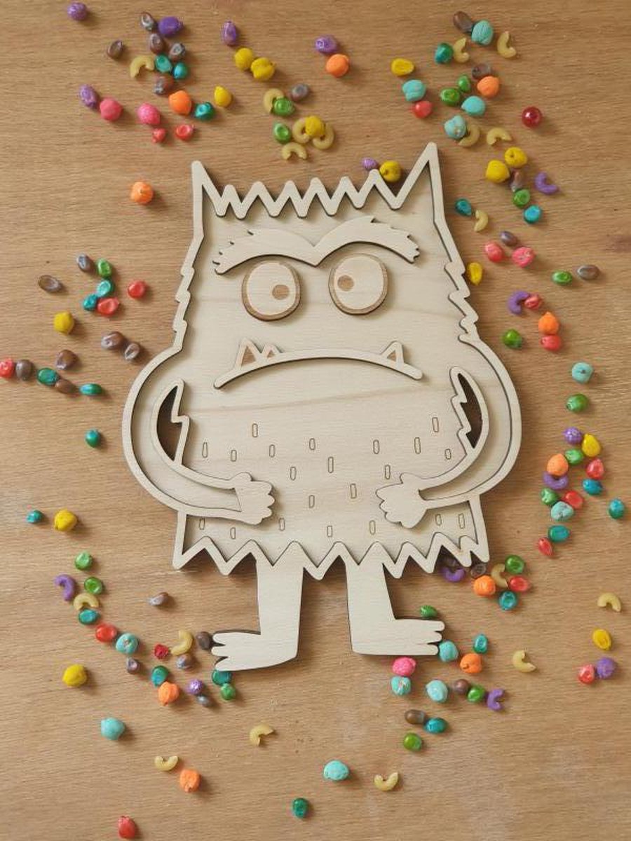Speelframe Kleurenmonster Boos, Speeltray, vulvorm, emoties, kinderen, kleuters, Spelen, Speelrijst, Montessori