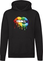 Rainbow lips Hoodie - lgbtq - gay - pride - pride - lippen - mond - unisex - trui - sweater - capuchon