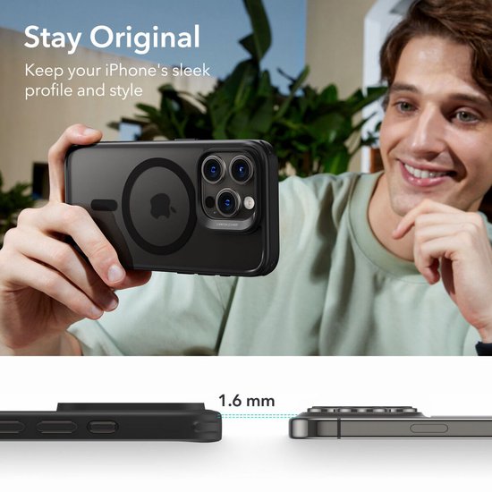 Étui HaloLock hybride Classic ESR adapté à Apple iPhone 15 Pro Max | Compatible avec MagSafe et HaloLock | Couverture arrière avec aimant | Noir