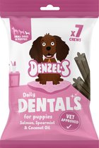 Denzel's - Daily Dentals - hondensnack - voor puppies en kleine honden - zalm, munt, kokosolie 7x13gr