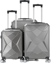 Travelsuitcase - Kofferset Diamond 3 delig - Reiskoffers met cijferslot - ABS - Grijs