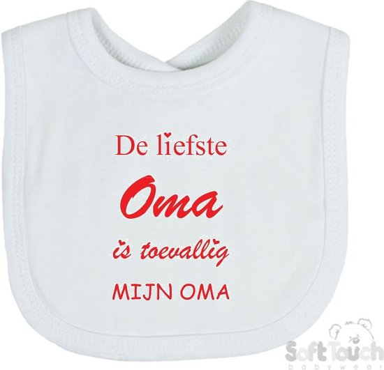 Soft Touch Slabber Slabbetje Slab Rebus Ik ben de allerliefste Unisex Katoen Wit/tan