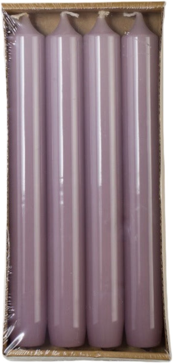 Rustik Lys Dinerkaarsen 'Hoogglans' - Mauve (Set van 4, 2.1 x 19cm) Paars