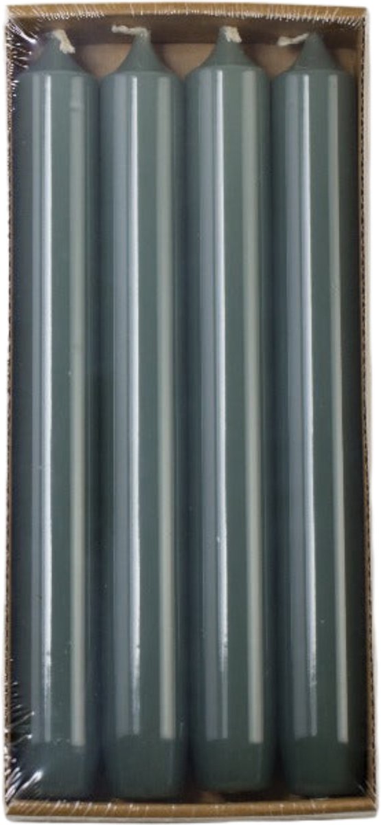 Rustik Lys - Dinerkaarsen 'Hoogglans' - Forest Green (Set van 4, 2.1 x 19cm)