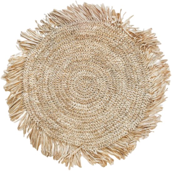 Set de Table Rond Seagrass Naturel avec Frange (43 cm)