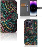 GSM Hoesje Geschikt voor iPhone 15 Pro Max Flip Case Aztec