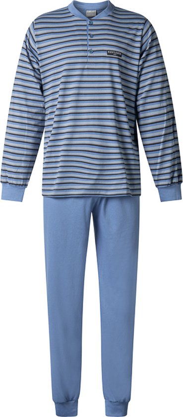 Gentlemen - heren pyjama 114237 met knoophals - raf-blauw - maat 3XL