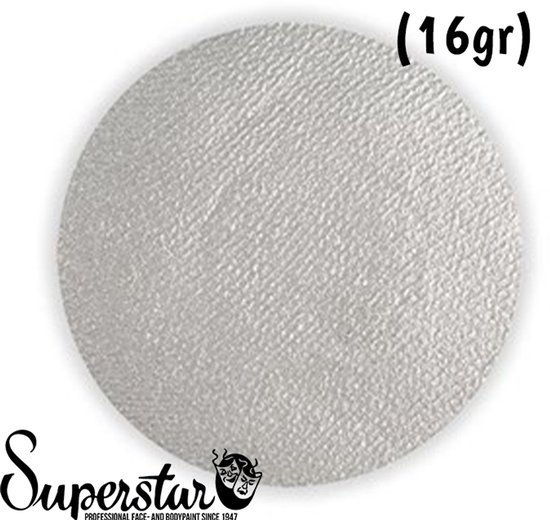 Cirkelvormig, zilverkleurig product met Superstar logo en '16gr'.