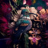 The Hummingbird - 120cm x 120cm - Fotokunst op akoestisch schilderij | Wanddecoratie