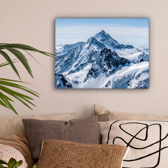 Peinture sur toile Montagnes - Neige - Hiver - Nature - Paysage - 40x30 cm - Décoration murale
