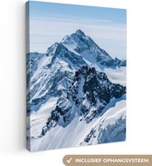Canvas Schilderij Bergen - Sneeuw - Winter - Natuur - Landschap - 90x120 cm - Wanddecoratie