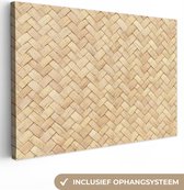 Canvas Schilderij Patroon - Beige - Rotan print - 60x40 cm - Wanddecoratie