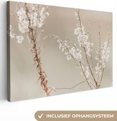 Canvas Schilderij Bloemen - Wit - Planten - 30x20 cm - Wanddecoratie