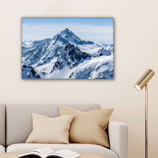 Tableau sur toile Montagnes - Neige - Hiver - Nature - Paysage - 180x120 cm - Décoration murale XXL