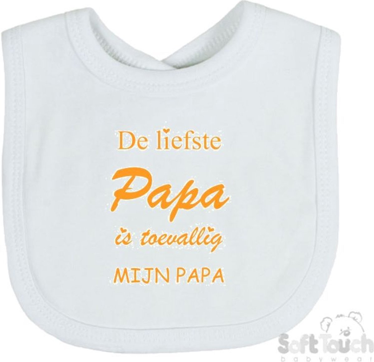 Goedkoopste Soft Touch Slabber De liefste papa is toevallig mijn papa Unisex Katoen Wit/mosterd Maat 33x22 Cm
