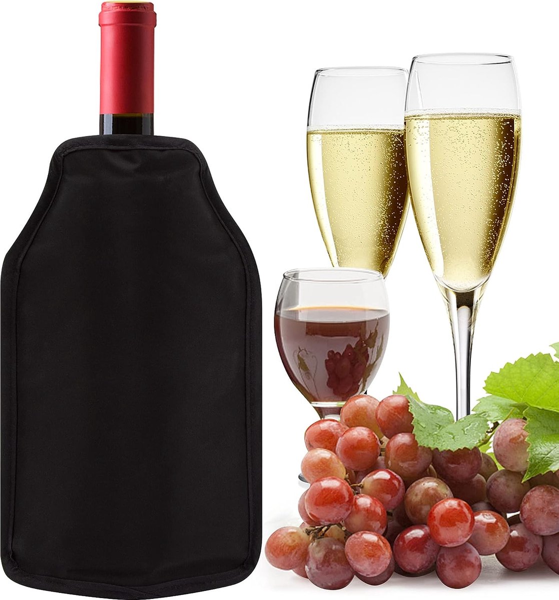 Wijnkoeler hoes voor wijn of champagne - Zwart - 2/4 uur - Waterafstotend - Nylon