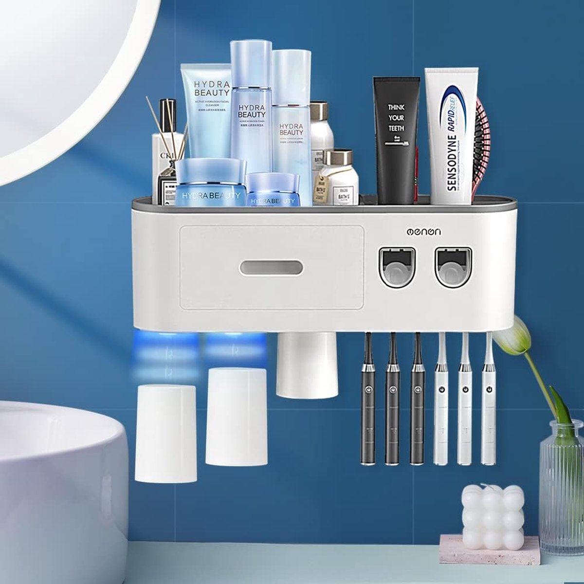Distributeur automatique de dentifrice mural Porte-brosse à dents  anti-poussière Support de rangement mural Ensemble d'accessoires de salle  de bain
