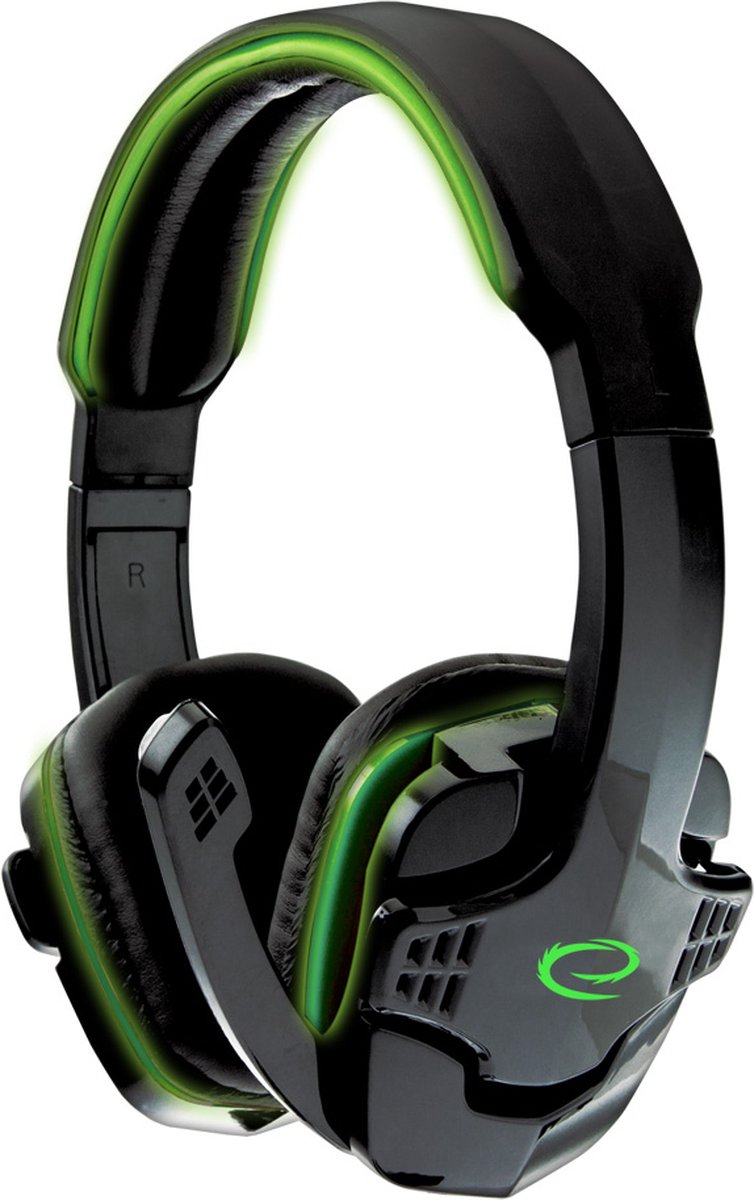 Gaming Headset - Groen / Zwart - Koptelefoon - met Microfoon - Volumeregeling - Bedraad - 2x Minijack - 2 meter kabel - Headphones - Hoofdtelefoon