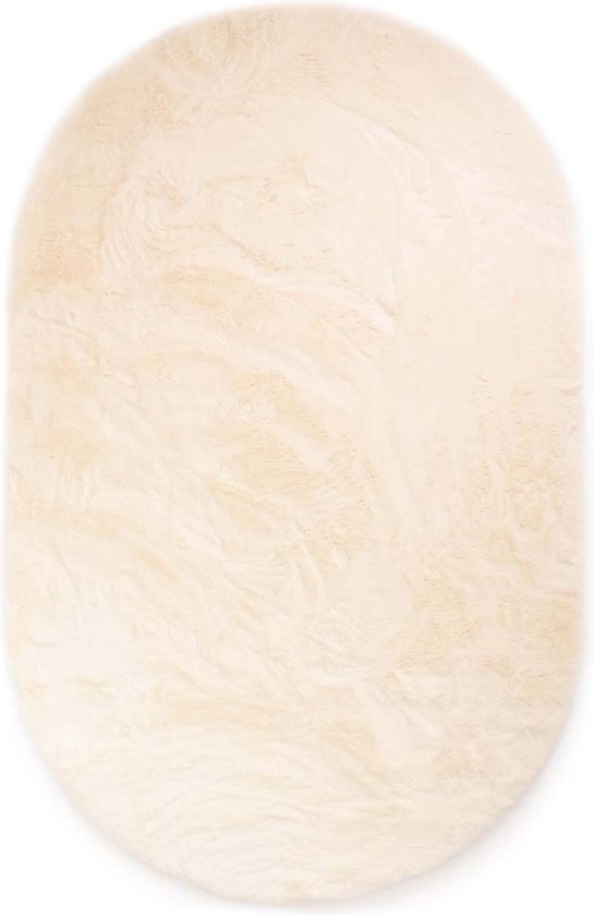 Ovaal hoogpolig vloerkleed - Comfy plus - crème 100x150 cm