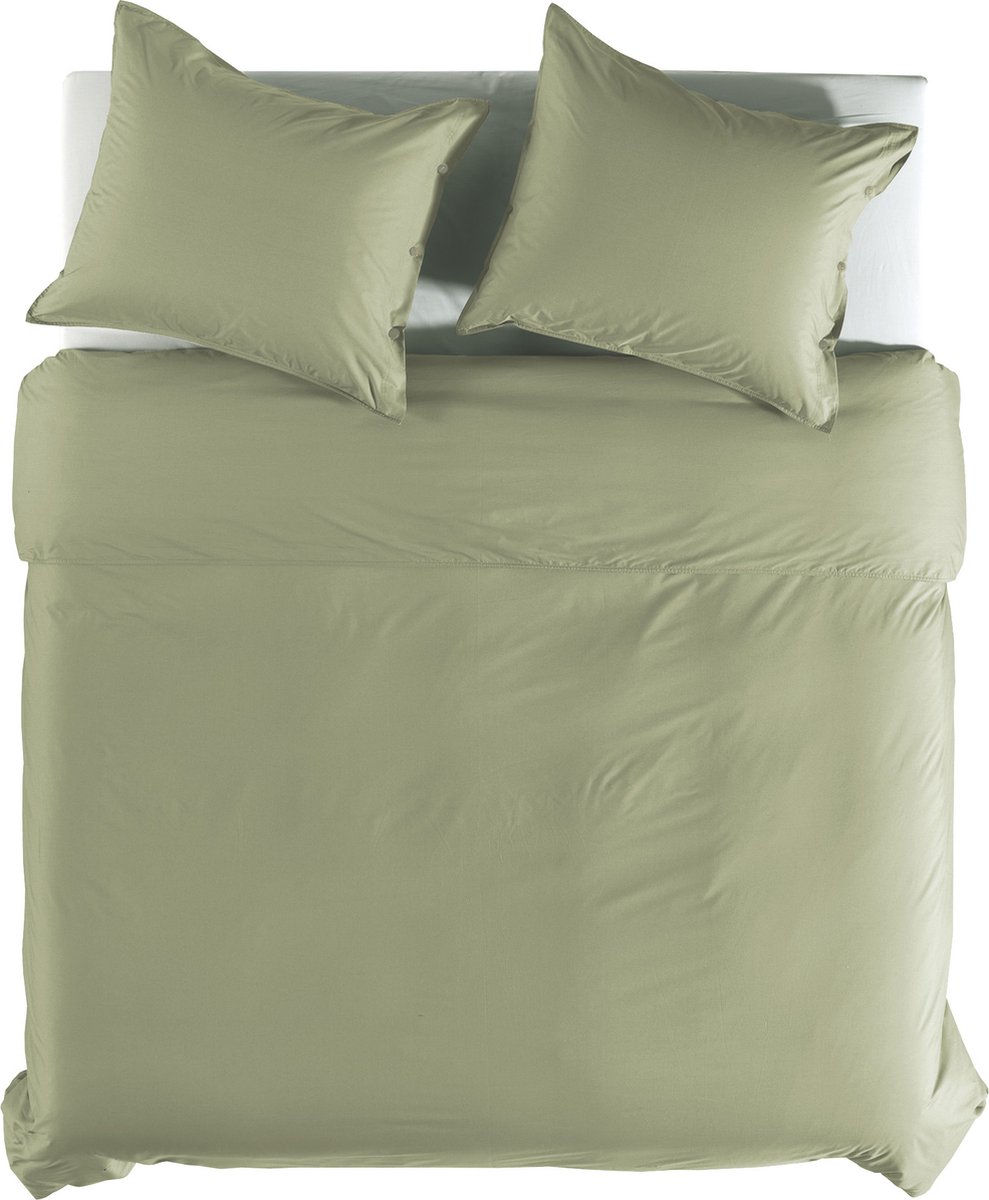 Yellow Perkal Dekbedovertrek - Tweepersoons - 200x200-220 cm - Silent Green