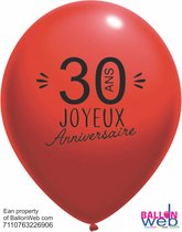 12 x verjaardagsballon ''joyeux anniversaire 30 ans", Ø 30 cm [ean & design © promoballons]