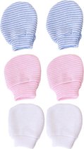 DW4Trading Baby Anti Krab Wantjes - Bijthandschoentje - Set van 3 Paar - Roze, Blauw en Wit