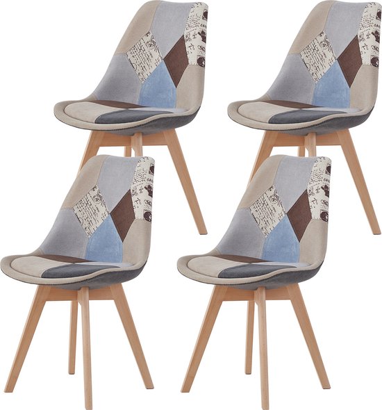 Eetkamerstoel Set van 4 - Eetkamerstoelen Set - 4 Stuks - Stoelen Set van 4 - Modern - Stoelen - Bruin - Leuke print