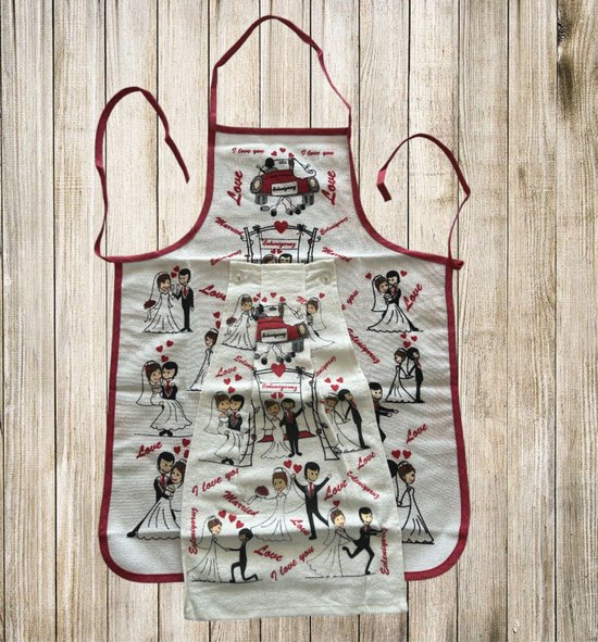 SAIJIAN 2 stuks keukenschort voor mannen en vrouwen - waterdicht en oliebestendig met tas - zwart en rood