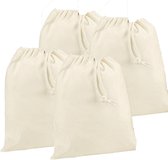 1x sacs de rangement blancs en toile de coton / sacs avec cordon de fermeture 30 x 45 cm - sacs cadeaux / sacs de remerciement / sacs goodie