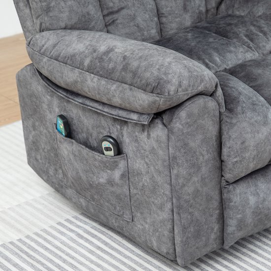 Merax Elektrisch Sta-op Stoel met Massage & Verwarming - Elektrische Massagestoel - Sta op Fauteuil - Relaxfauteuil met Bekerhouders - Grijs