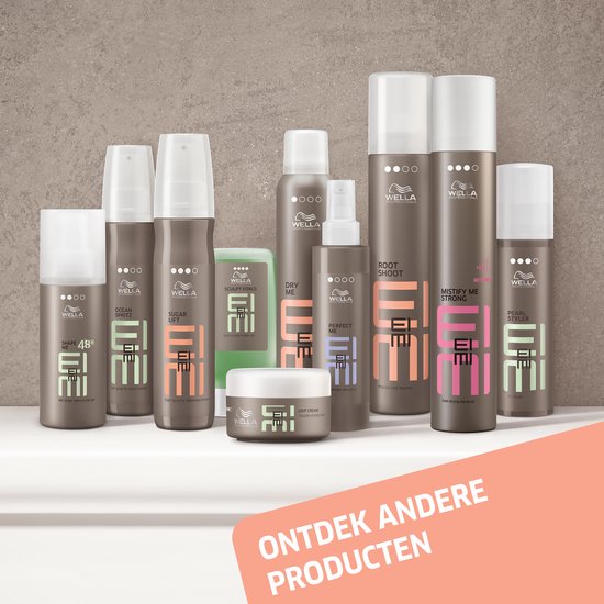 Collectie Wella EIMI haarproducten, waaronder Root Shoot, op een plank. "Ontdek andere producten".