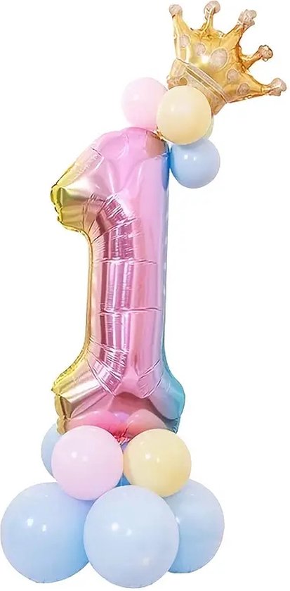 Forfait Ballons 101 cm avec numéro 1 - Forfait Groot fête anniversaire 1 an  - premier