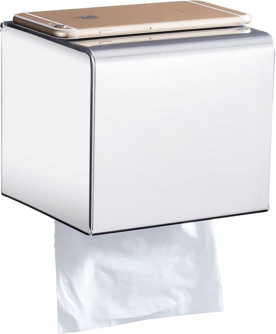 CASEWIND Toilet Roll Holder Chrome, Square WC Paper Holder, Wall