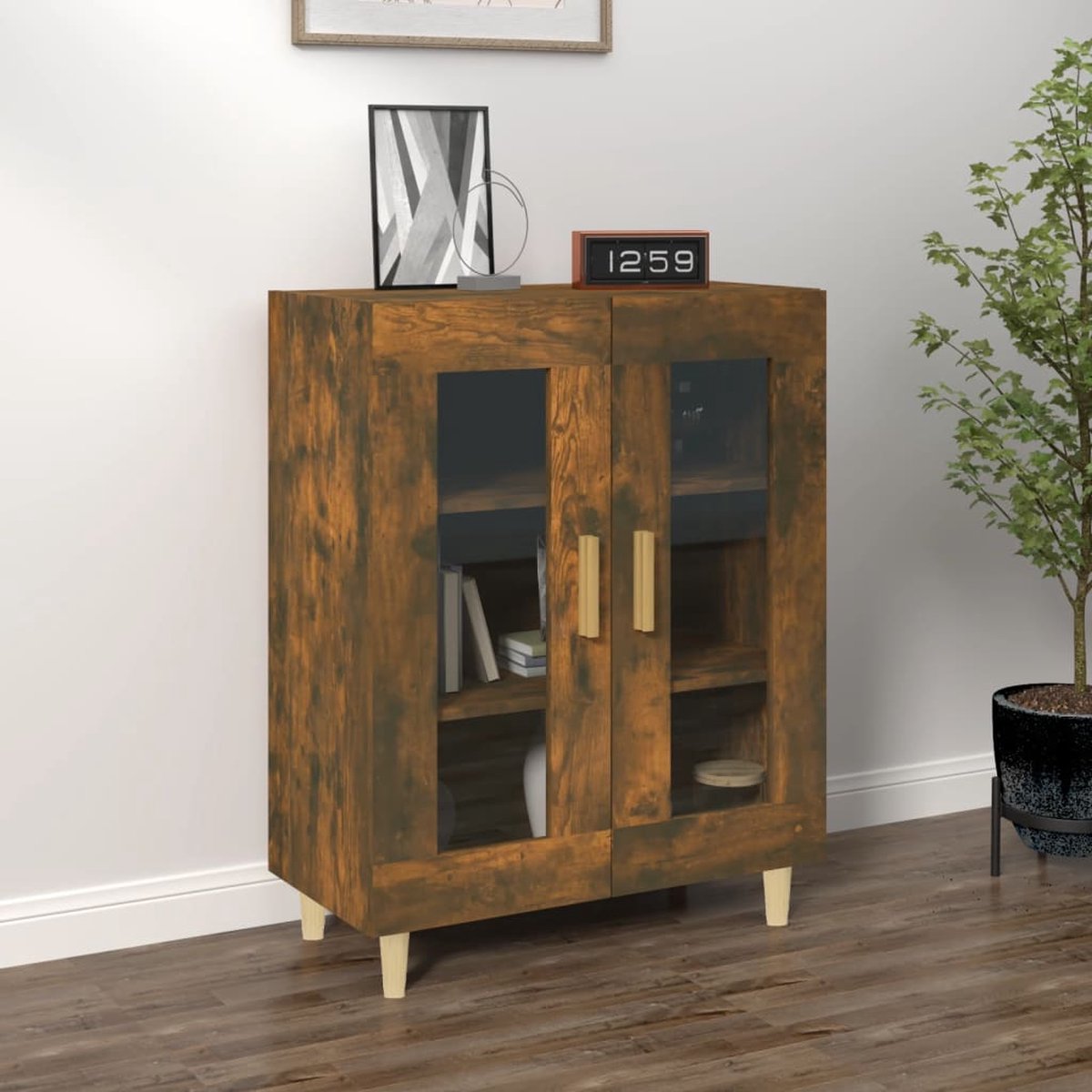 vidaXL Kast - Dressoir - Dressoir 69,5x34x90 cm bewerkt hout gerookt eikenkleurig - Houten Dressoir - Bruine Dressoir - Vintage Dressoir