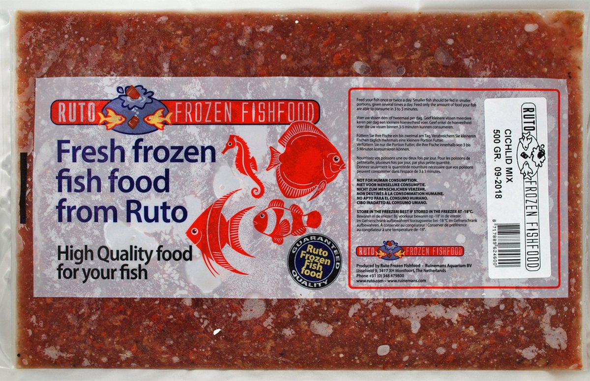 Ruto Cichlide mix flatpack 500 gram | diepvriesvoer voor cichliden Diepvries