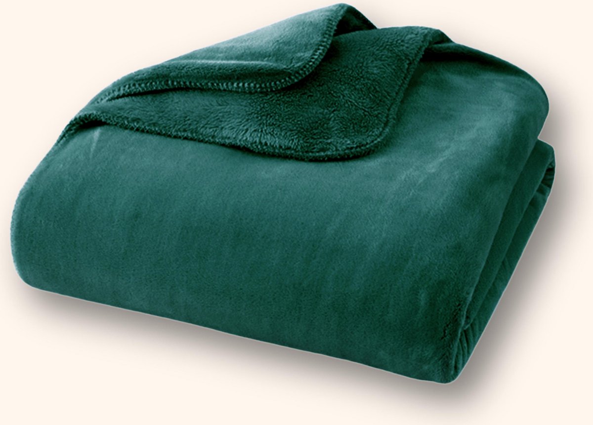Plaids Cocooning - fleece deken - plaid - Cosy - Jasper groen - Superzachte fleece - 200 cm X 150 cm