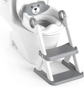 WC verkleiner - Toilettrainer met Trapje - 2 in 1 - Potje peuter - Opstapje - Antislip - opvouwbaar - Grijs