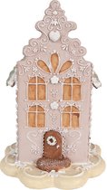 HAES DECO - Decoratief Romantisch Huisje - Formaat 13x13x20 cm - Kleur Roze - Materiaal Polyresin - Kerstversiering, Kerstdecoratie, Decoratie Huis, Kerstdorp
