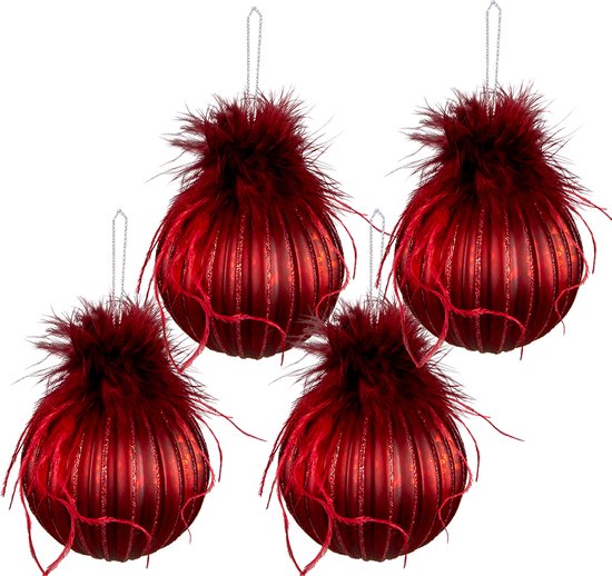 Krebs Glas Lauscha Christbaumkugeln Schneekristall in Rot - 6 Stück - 8 cm günstig kaufen