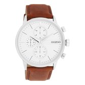OOZOO Timepieces - Montre OOZOO argentée avec bracelet en cuir marron - C11220